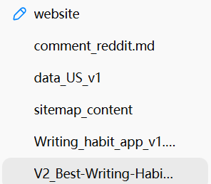 File directory structure showing versioned prompt templates for writing app development